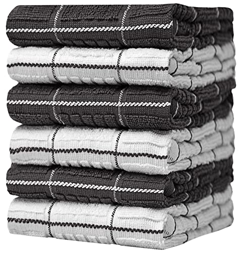 Bumble Towels 6-er Pack Set Küchenhandtücher mit Fensterscheibenmuster / 40 x 66 cm/Kuschelig Weich und Dick 100% Ringgesponnene Baumwolle/Verschiedene Handtücher Garngefärbt/Luxus-Handtücher (Grau) von Bumble Towels