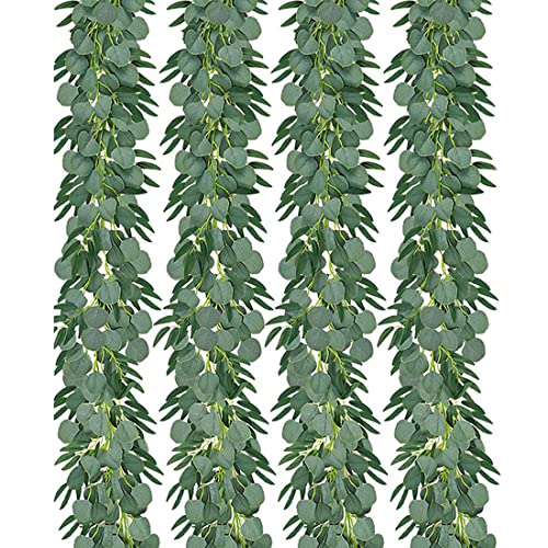 Bumdenuu 4 Packungen künstliche Eukalyptus-Girlanden mit Blättern der Weide, für Hochzeit, mit Eukalyptusblättern, Silber von Bumdenuu
