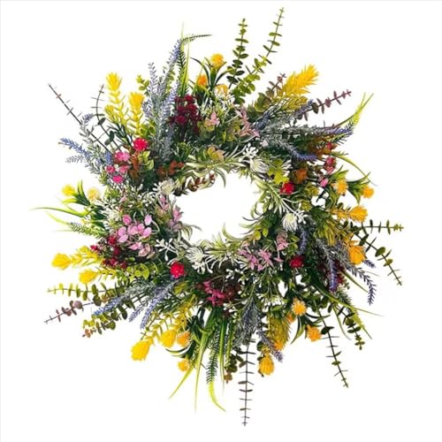 Bumiva Für die Haustür, 45,72 cm Außen-Begrüßungskranz, 35,05 cm, Runder Kranz für Alle Jahreszeiten von Bumiva