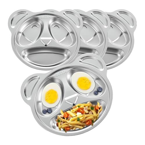 Bumiva Geteilte Teller f¨¹r Erwachsene und Kinder f¨¹r W?hlerische Aus Edelstahl Geteilte Edelstahl-Teller f¨¹r Kinder von Bumiva