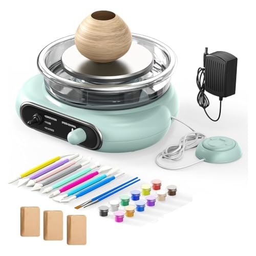 Bumiva Mini-Töpferscheiben-Set - Elektrische Tonscheibe mit Drehteller und Fußpedal, Keramikmaschine mit Einstellbarer Geschwindigkeit, EU-Stecker Bumiva Mini-Töpferscheiben-Set - Elektrische Tonscheibe mit Drehteller und Fußpedal, Keramikmaschine mit Einstellbarer Geschwindigkeit, EU-Stecker von Bumiva
