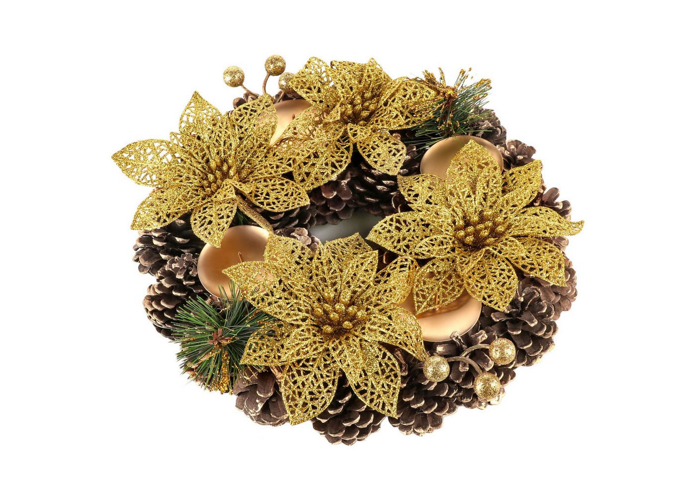 Bundviel Adventskranz Adventskranz, Adventsgesteck Weihnachtsgesteck, Holz rund Ø 30cm Bundviel Adventskranz Adventskranz, Adventsgesteck Weihnachtsgesteck, Holz rund Ø 30cm von Bundviel