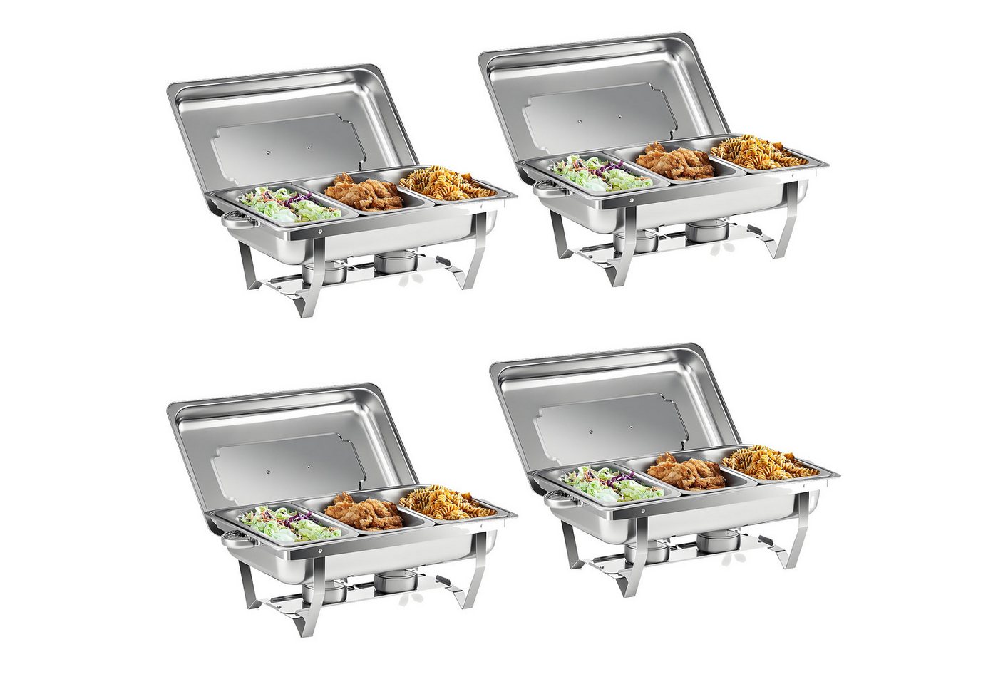 Bundviel Stövchen 9-Liter-Chafing-Dish-Set, 4er-Set/2er-Set, hochwertiger Edelstahl, (4-tlg), 9L 3GN Speisenwärmer Chafing Dish Warmhaltebehälter Speisewärmer von Bundviel