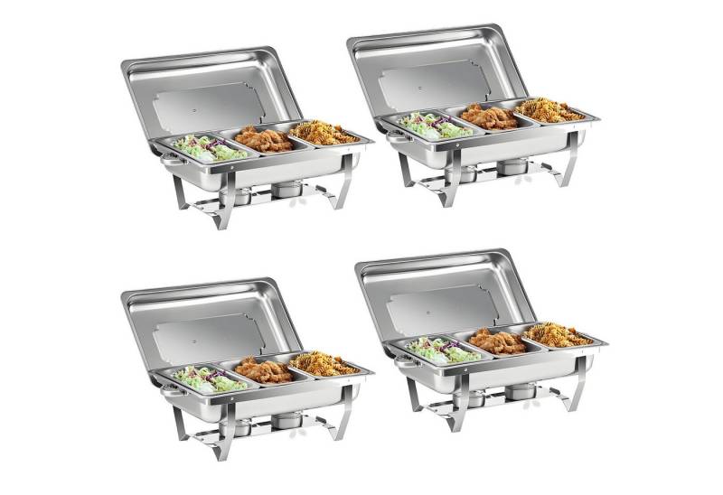 Bundviel Stövchen 9-Liter-Chafing-Dish-Set, 4er-Set/2er-Set, hochwertiger Edelstahl, (4-tlg), 9L 3GN Speisenwärmer Chafing Dish Warmhaltebehälter Speisewärmer von Bundviel