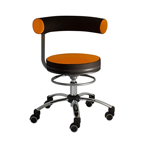 Sanus® Gesundheitsstuhl Erzieherstuhl mit fester Lehne, Sitzhöhe niedrig (36-43 cm), Stoffbezug, orange/schwarz, Rollstopp-Rollen (rollen nur mit Belastung), Ergonomischer Bürostuhl, Erzieherstuhl von Sanus
