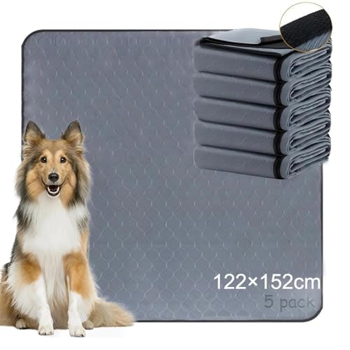Bunlitent Wiederverwendbare Hundematten 5er Set (122x152 cm) – Waschbare Haustier-Urinunterlage Schnell Absorbierend, Wasserdicht für Welpen & Inkontinente Hunde von Bunlitent