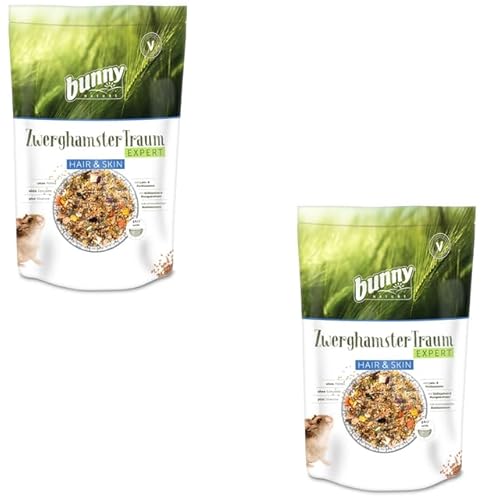Bunny Nature ZwerghamsterTraum EXPERT Hair & Skin | Doppelpack | 2 x 500 g | Alleinfuttermittel für Zwerghamster | Zur Unterstützung von Haut & Haar | Ohne Pellets und Extrudate von Bunny