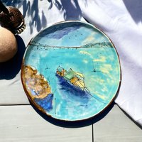 Handbemalte Keramikplatte, Individuelle Keramikplatte Mit Ihrem Design, Wanddekor, Teller Haken von BunnyBakewarePottery