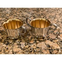 Wm Rogers 624 2Er-Set Versilberte Zucker - Und Milchtasse/Teetassen Teeparty-Servier Silber Gold Tasse Mit Zwei Henkeln von BunnyworkshopDesign