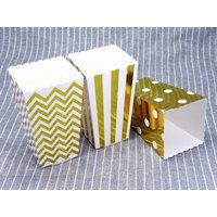12 Geschenkbox Schachtel Weiß Goldfarben Popcorn Box Snackbox Keksschachtel Geschenkschachtel Candy Box Popcorn Buntmixxdiy von BuntMixxDIY