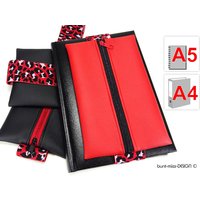 Gummiband Mäppchen Extra Breit Leo Schwarz Rot, Notizbuch A5 Federmäppchen Kunstleder, By Buntmixxdesign © von BuntMixxDesign