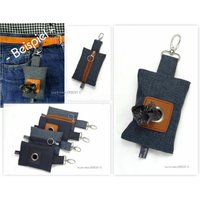 Hundekotbeutel Tasche Outdoor Waterproof Anthrazit Ösenpatch Zipper Cognac, Kackbeutel Hund Poop Bag Dog, Handmade By Buntmixxdesign von BuntMixxDesign