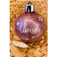 Weihnachtskugeln Personalisiert 8 cm Glitzer Geschenk Gastgeschenke Hochzeit Diy Name Datum Christbaumkugel von BunteZauberwelt