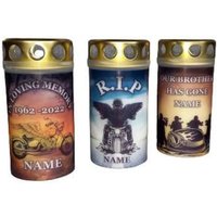 Grabkerze Biker Motorrad Personalisiert E4 von BunterGrabschmuck