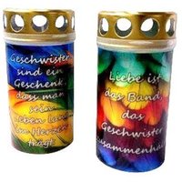 Grabkerze Bruder Schwester Federn in Regenbogenfarben Gw2 Grabkerze Bruder Schwester Federn in Regenbogenfarben Gw2 von BunterGrabschmuck