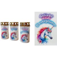 Grabkerze Einhorn Regenbogen Magie 43 von BunterGrabschmuck