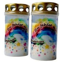Grabkerze Geschwister Regenbogen Trauerlicht Gw1 von BunterGrabschmuck