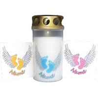 Grabkerze Sternenkind Flügel Fußspuren 17 von BunterGrabschmuck