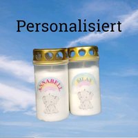 Personalisierte Grabkerze Für Dein Sternenkind Mit Süßem Elefant Und Einem Regenbogen 26 von BunterGrabschmuck