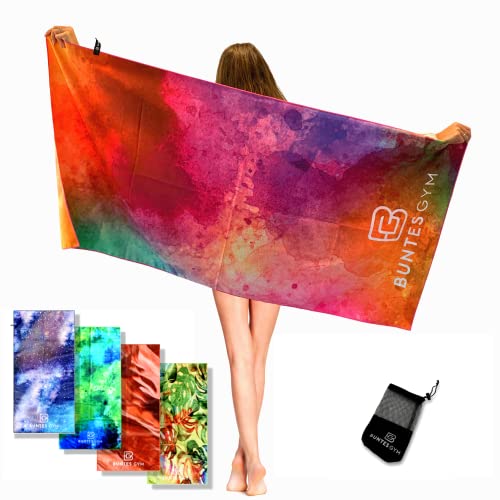 Buntes Gym ® Mikrofaser Handtuch 152x76 cm | versch. Farben und Größen | Kompakt, Leicht und Schnelltrocknend | inkl. Packsack | Reisehandtuch für Sport, Sauna, Camping und Yoga von Buntes Gym