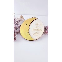 Personalisierte Weihnachtskugel, Meine Erste Weihnachten, Süßer Mond Zu Weihnachten Aus Holz, Weihnachtsbaum Schmuck Personalisierte Weihnachtskugel, Meine Erste Weihnachten, Süßer Mond Zu Weihnachten Aus Holz, Weihnachtsbaum Schmuck von BuntesBienchen