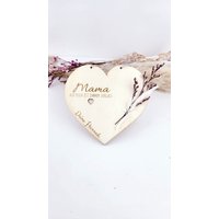 Personalisierter Muttertagsanhänger Herz Aus Holz Mit Blumen Und Gravur Mama Auf Dich Ist Immer Verlass, Muttertag 2025, Geschenk von BuntesBienchen