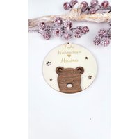 Personalisierter Weihnachtsanhänger, Holzanhänger Bär, Frohe Weihnachten 2025, Kinder, Baumschmuck Holz, Baumkugel Mit Name von BuntesBienchen