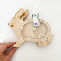 Spardose Aus Holz/Geldgeschenk /Personalisierbar - Kleiner Hase von Buntfleck