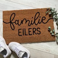Personalisierte Kokos Fußmatte Familie - Handbeschriftet | Geschenk Zum Einzug Hochzeitsgeschenk Mit Namen von Buntgedanke