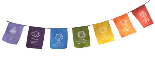 Bunting, flags & batiks regenbogenfarbenes chakra symbol und mantra bestätigungs gebetsfahnen wimpelkette von KEXMY