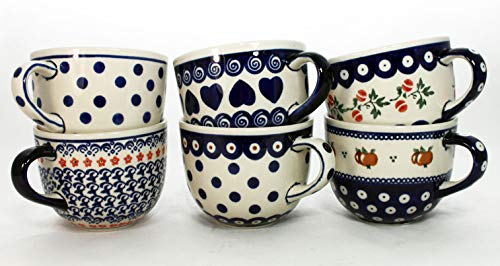 Becherset (6 St.) in 6 verschiedenen Dekoren - Original Bunzlauer Keramik von Bunzlauer Keramik Boleslawiec