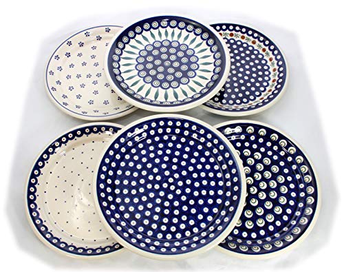 Speiseteller (6 Stück) in 6 verschiedenen Dekoren - Original Bunzlauer Keramik von Bunzlauer Keramik Boleslawiec