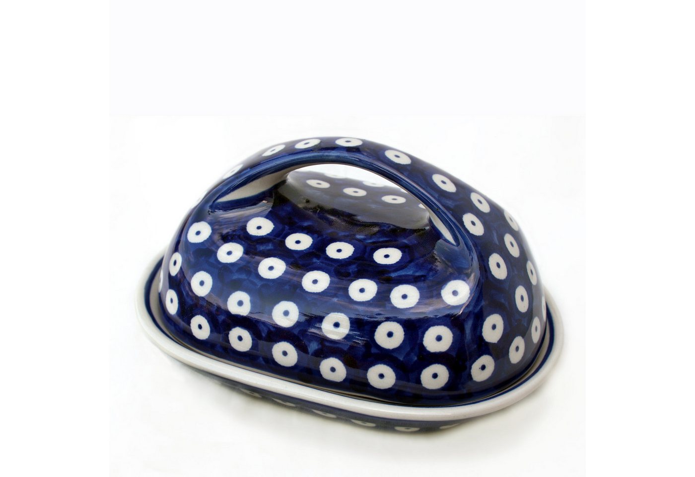 Bunzlauer Keramik Manufaktura Butterdose oval mit großem Griff von Bunzlauer Keramik Manufaktura