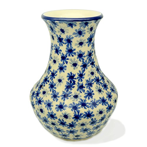 Bunzlauer keramik Vase Amphora, kegelförmig, 25 cm hoch (Dekor Kornblume) von Bunzlauer keramik