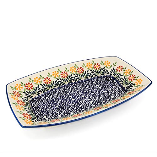 Bunzlauer Servierplatte für Aufschnitt, Käse, Vorspeisen (Dekor Adelheid, ohne Unterteilung) von Bunzlauer keramik