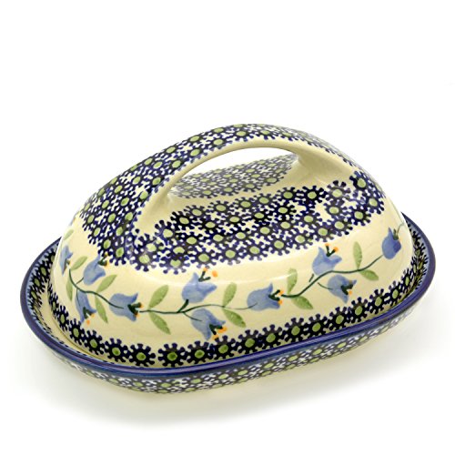 Original Bunzlauer Keramik-Butterdose für 250 g oval mit grossem Griff (Dekor Agnes) von Bunzlauer keramik