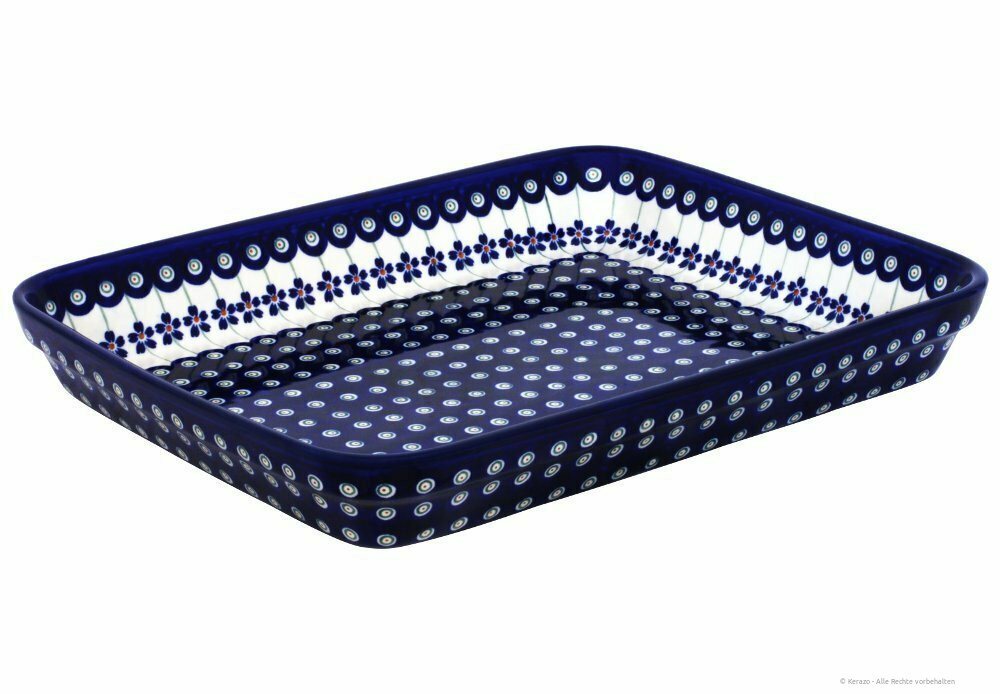 Bunzlauer Keramik Auflaufform Bunzlauer Keramik 2,2L Auflaufform groß eckig 26x33,3x5,5cm Dekor 166a, Keramik von Bunzlauer Keramik