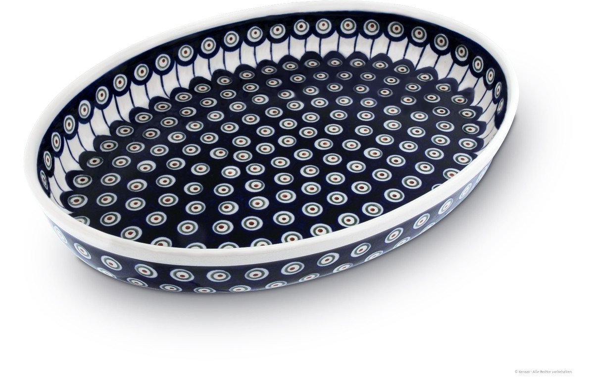 Bunzlauer Keramik Auflaufform Original Bunzlauer Keramik 2,3L Auflaufform oval 35x27x6,5cm Dekor 8, Keramik von Bunzlauer Keramik