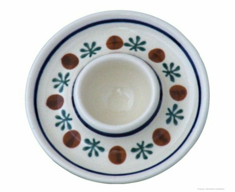 Bunzlauer Keramik Eierbecher Bunzlauer Keramik Eierbecher klassisch flach Ø11,2cm x H2,0cm Dekor 41 von Bunzlauer Keramik