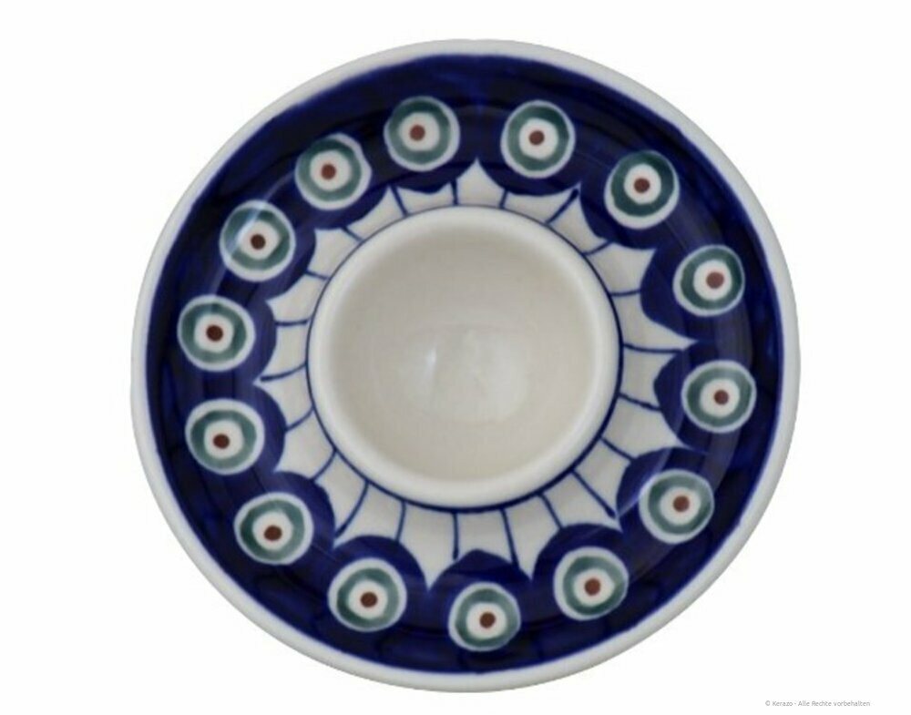 Bunzlauer Keramik Eierbecher Bunzlauer Keramik Eierbecher klassisch flach Ø11,2cm x H2,0cm Dekor 8 von Bunzlauer Keramik