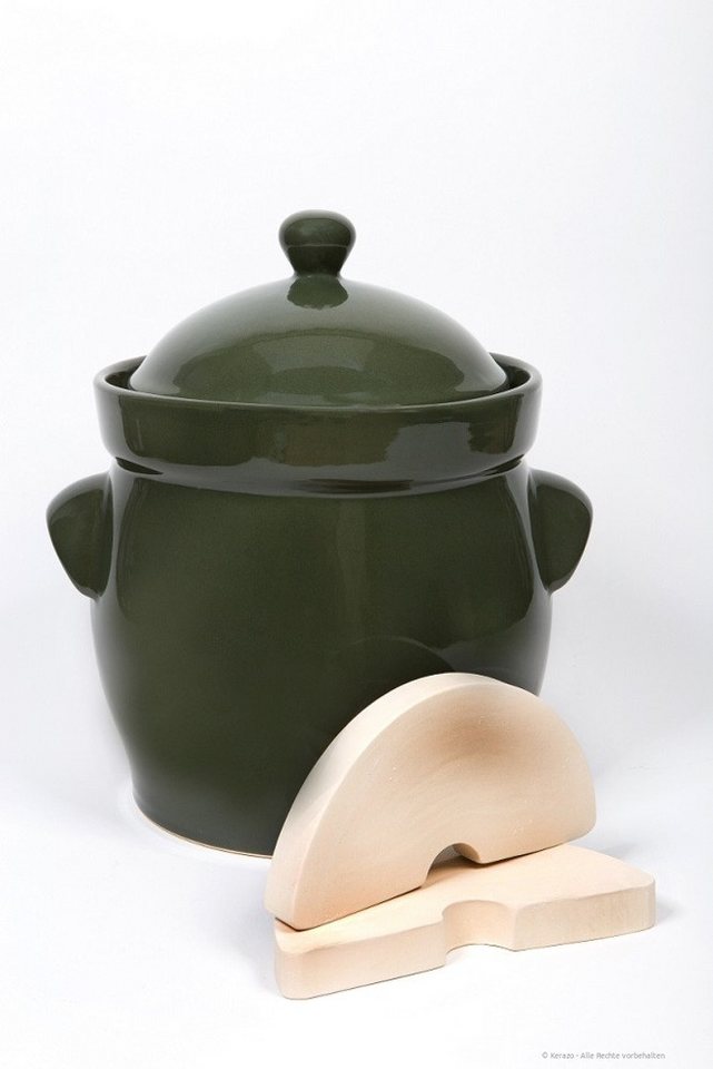 Bunzlauer Keramik Fermentationsglas Bunzlauer Keramik Gärtopf 10L inkl. Deckel + Stein + Rezeptheft, grün, Keramik Bunzlauer Keramik Fermentationsglas Bunzlauer Keramik Gärtopf 10L inkl. Deckel + Stein + Rezeptheft, grün, Keramik von Bunzlauer Keramik