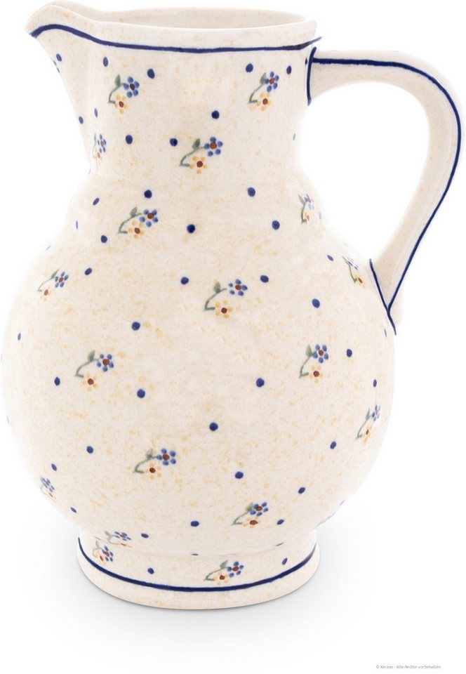 Bunzlauer Keramik Kanne Bunzlauer Keramik 1,75L traditionelle Krug mit bauchiger Form, Dek 111, 1,75 l von Bunzlauer Keramik