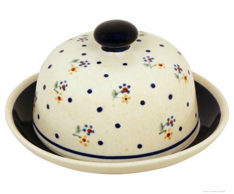 Bunzlauer Keramik Käseglocke Bunzlauer Keramik kleine runde Käseglocke Butterdose Ø10,5cm,Dekor 111 von Bunzlauer Keramik