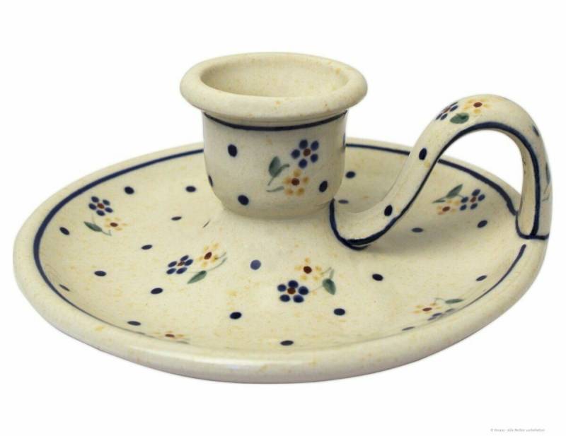 Bunzlauer Keramik Kerzenständer Bunzlauer Keramik retro Chamberstick Kerzenhalter Ø14,5x5,5cm Dekor111 von Bunzlauer Keramik