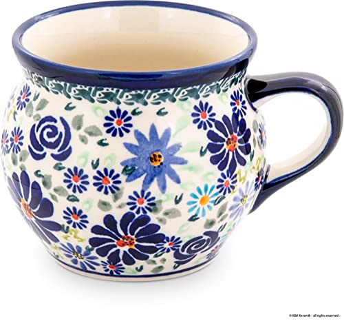 Bunzlauer Keramik XL Kugelbecher, 0,42 Liter, H 9,0 cm, Ø 14,00 cm, Dekor DU126 von Polmedia Polish Pottery