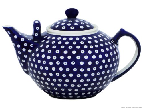 Original Bunzlauer Keramik - sehr große Teekanne/Kaffeekanne - 2.9 Liter mit zweitem Henkel im Dekor 42 von Bunzlauer Keramik