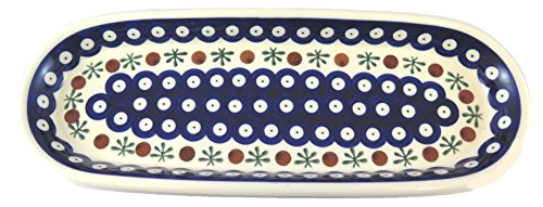 Polnische Keramik Schlank oval Baguette, Cracker, Olive Tablett; 27,9 x 10,2 x 2,5 cm von Bunzlauer keramik