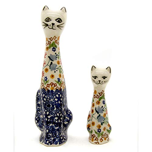 Bunzlauer Deko-Katzenfiguren (Dekor Florac, Set mit Figur 9,5 und 16 cm Höhe) von Bunzlauer keramik