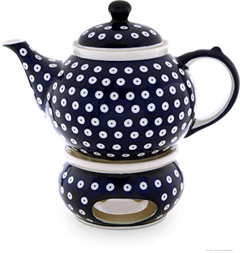 Bunzlauer Keramik 1,25L Teekanne mit Stövchen – Klassische, rundliche Form mit elegant geschwungenem Ausguss, Dekor 42 Bunzlauer Keramik 1,25L Teekanne mit Stövchen – Klassische, rundliche Form mit elegant geschwungenem Ausguss, Dekor 42 von Bunzlauer keramik