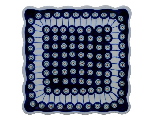 Bunzlauer Keramik flacher Teller (Esstelller) viereckig, 23.8x23.8cm, H=2.2cm im Dekor 8 von Bunzlauer keramik